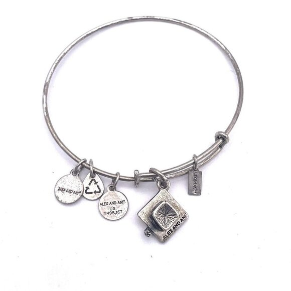 ALEX AND ANI Graduation Hat Bangle Bracelet Silver Tone - Picture 2 of 2
